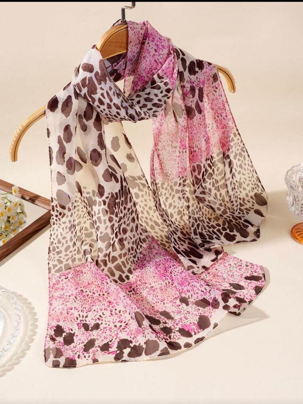 Pink Leopard Print Lightweight Scarf